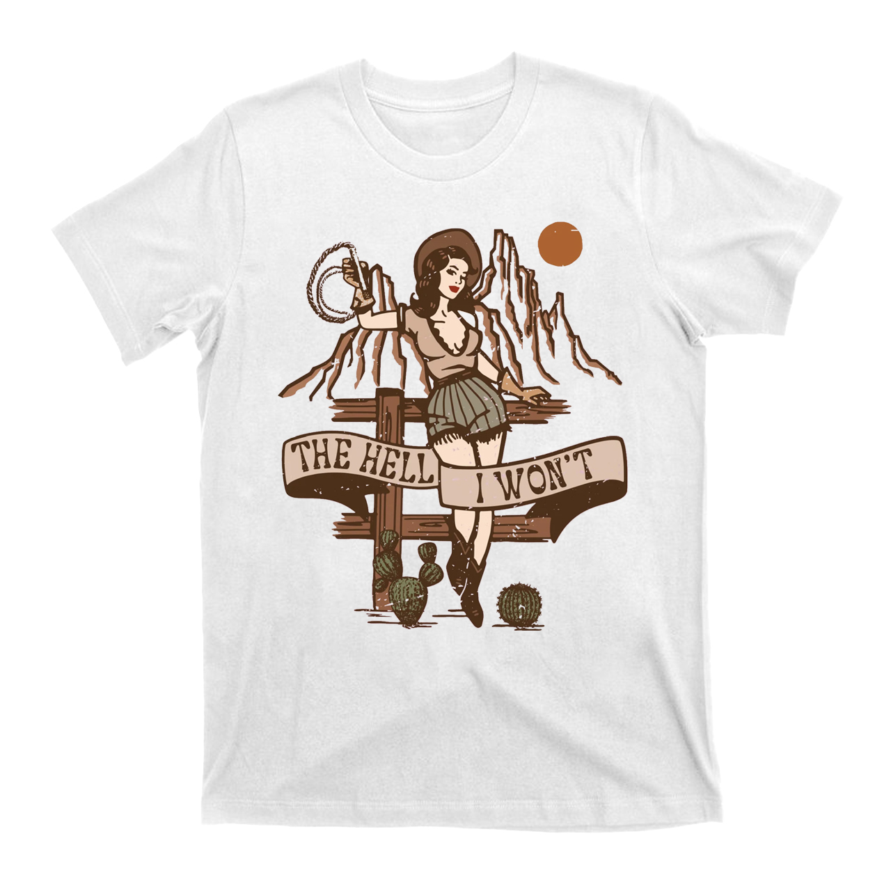 Funny Country Music Vintage T-Shirt-The Hell I Won't