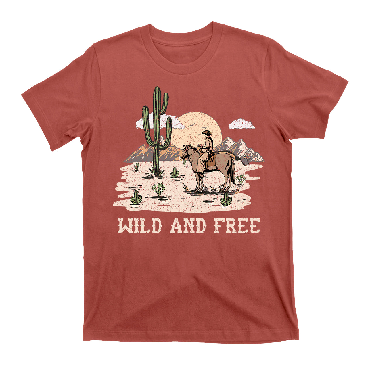 Cowboy On Horseback Free Western T-Shirt