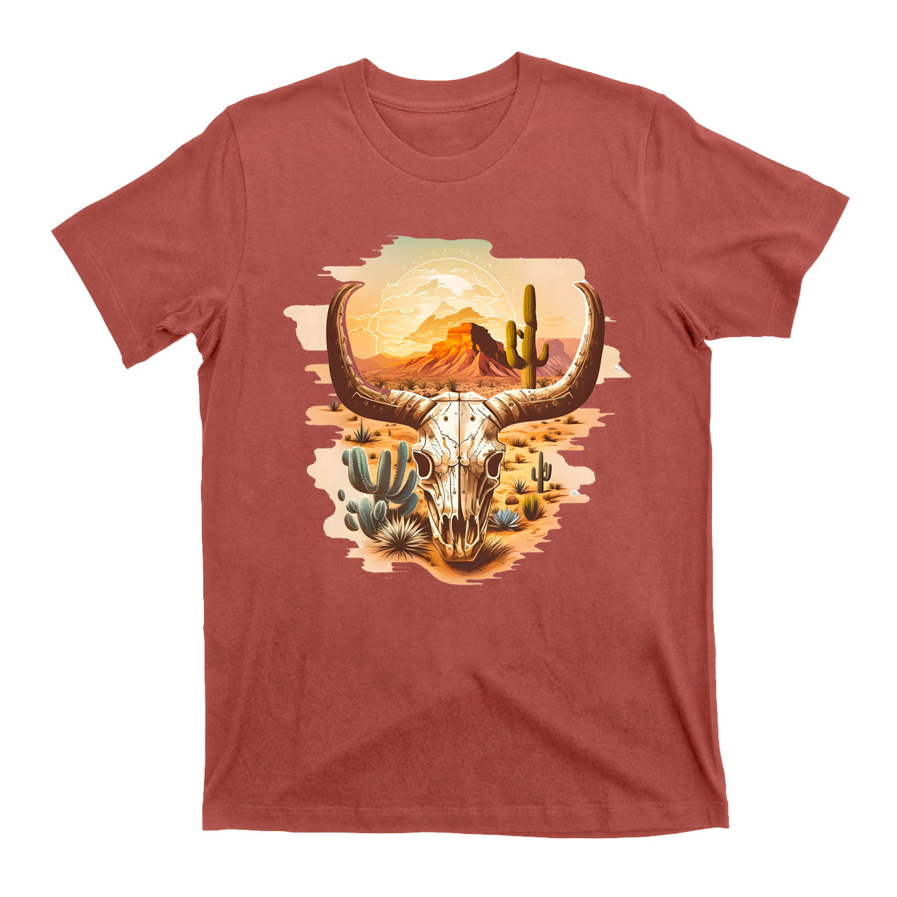 Cow Skull Western Desert Cowboy T-Shirts