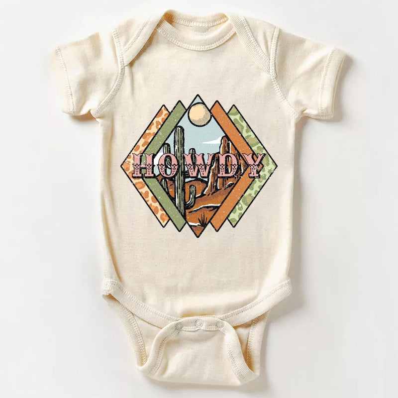 Howdy Desert Cowboy Design Baby Bodysuit