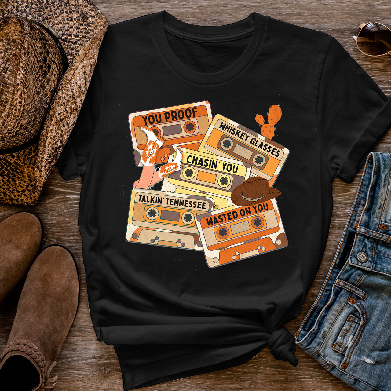 Country Music Cassette Tapes Retro Tees