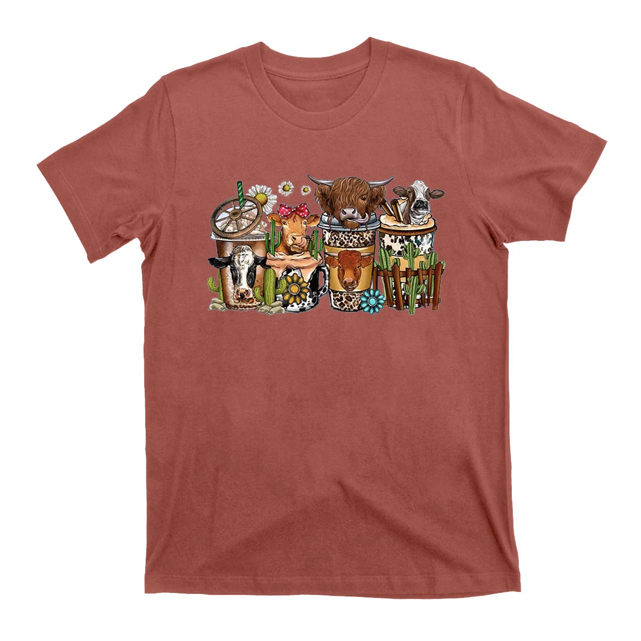 Cow Coffee Drink Western Cowboy T-Shirts