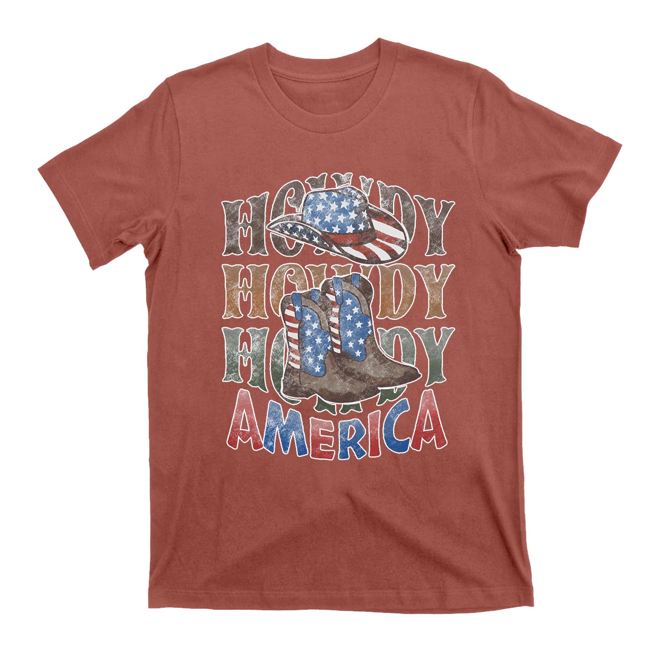 Howdy America Western Hat And Boots Cowboy T-Shirts