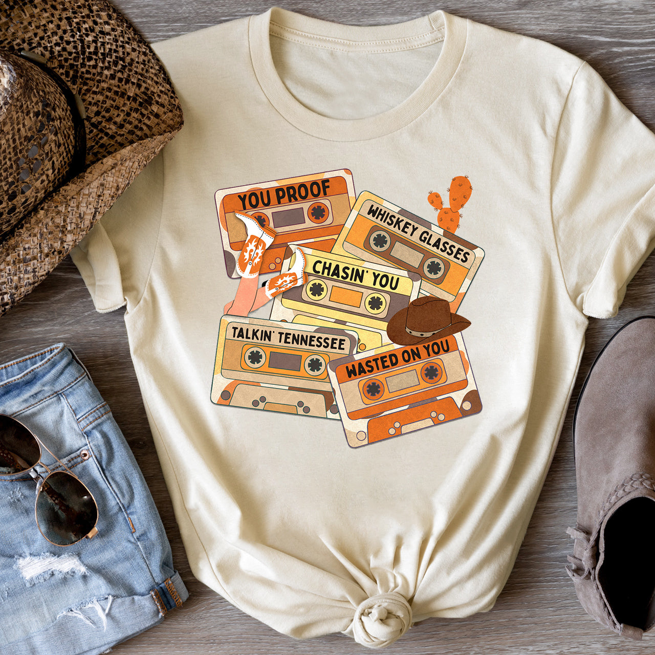 Country Music Cassette Tapes Retro Tees