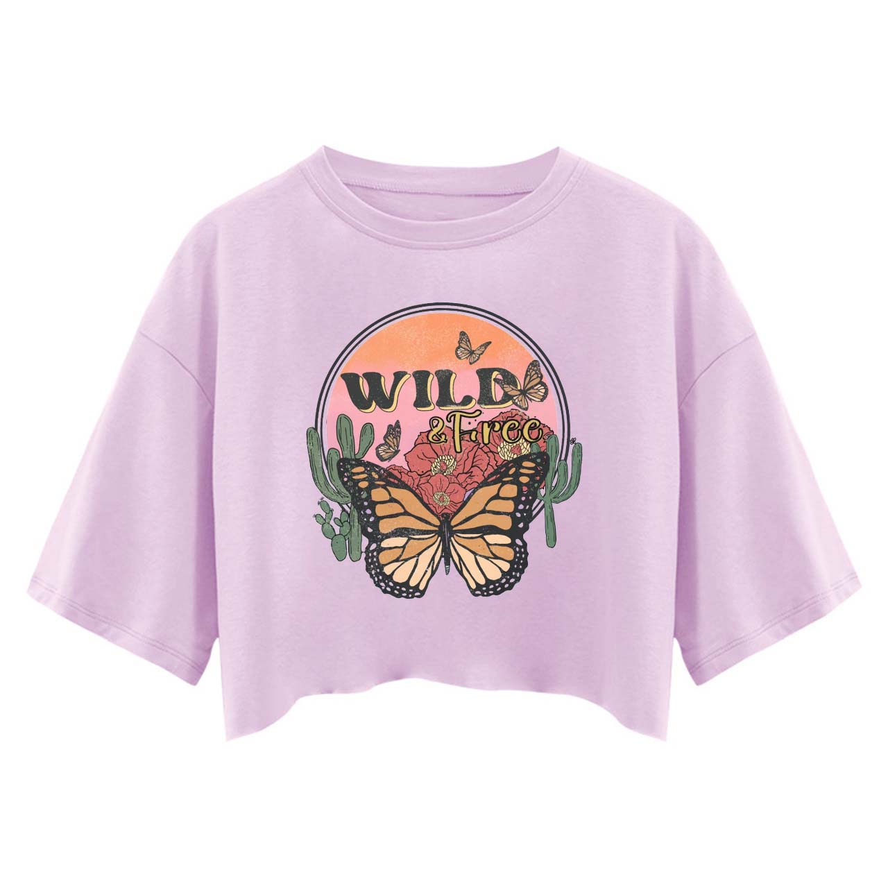 Wild And Free Butterfly Cowboy Crop Top