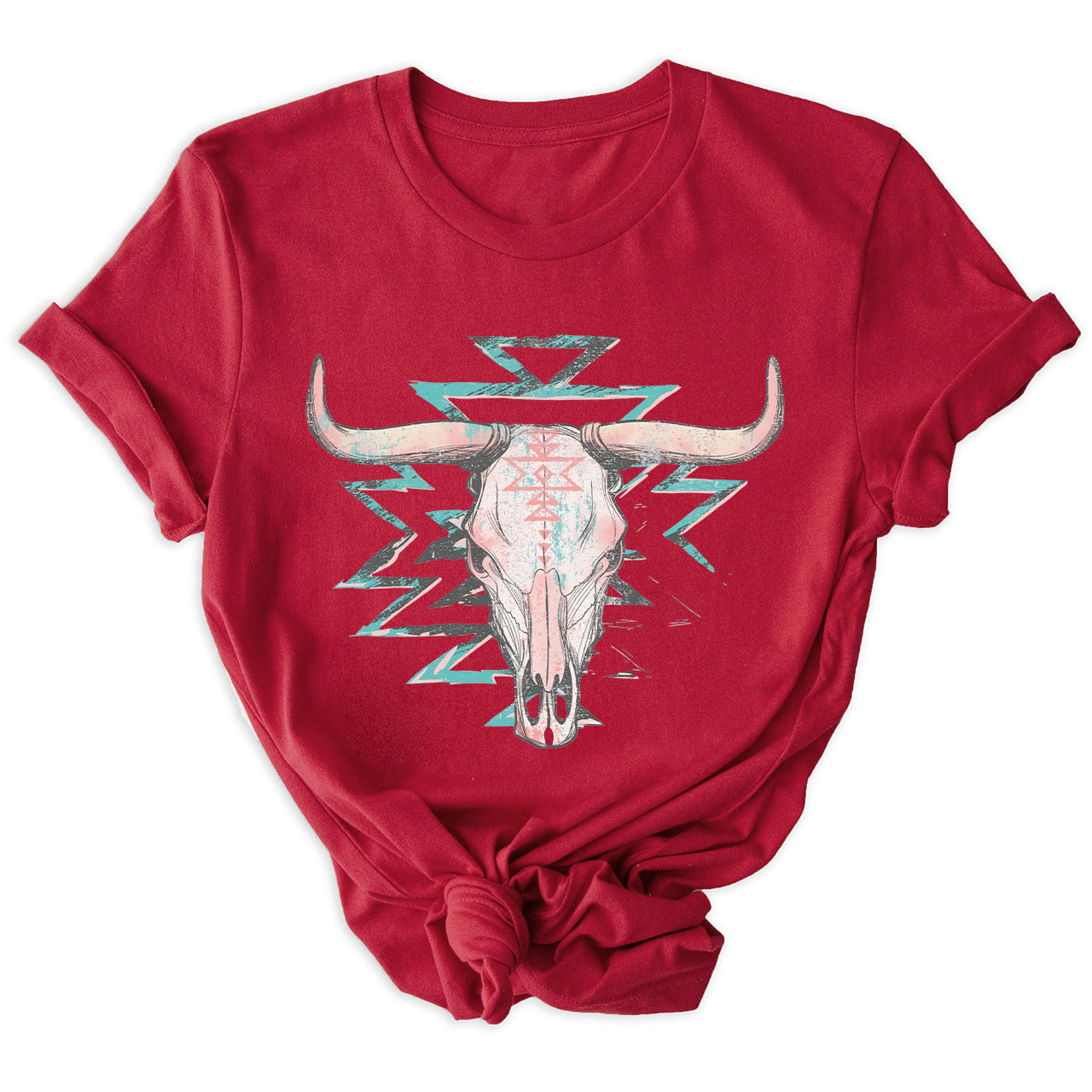 Boho Cow Skull Western Cowgirl Tees