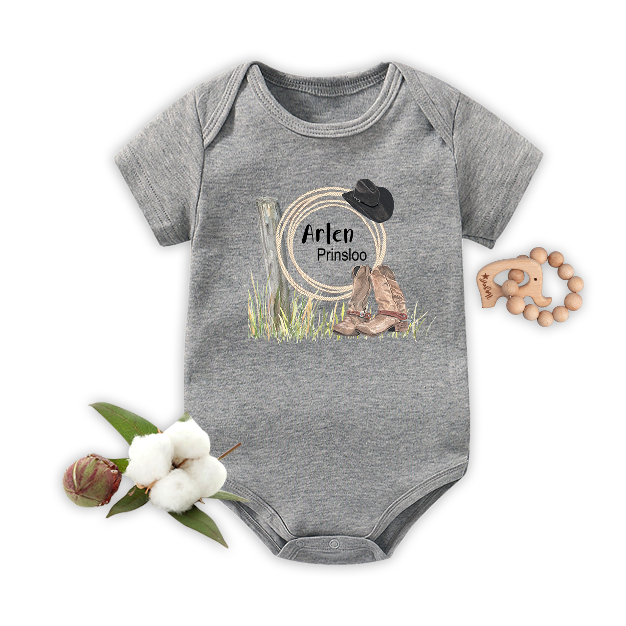 Personalized Cowboy Boys Baby Bodysuit