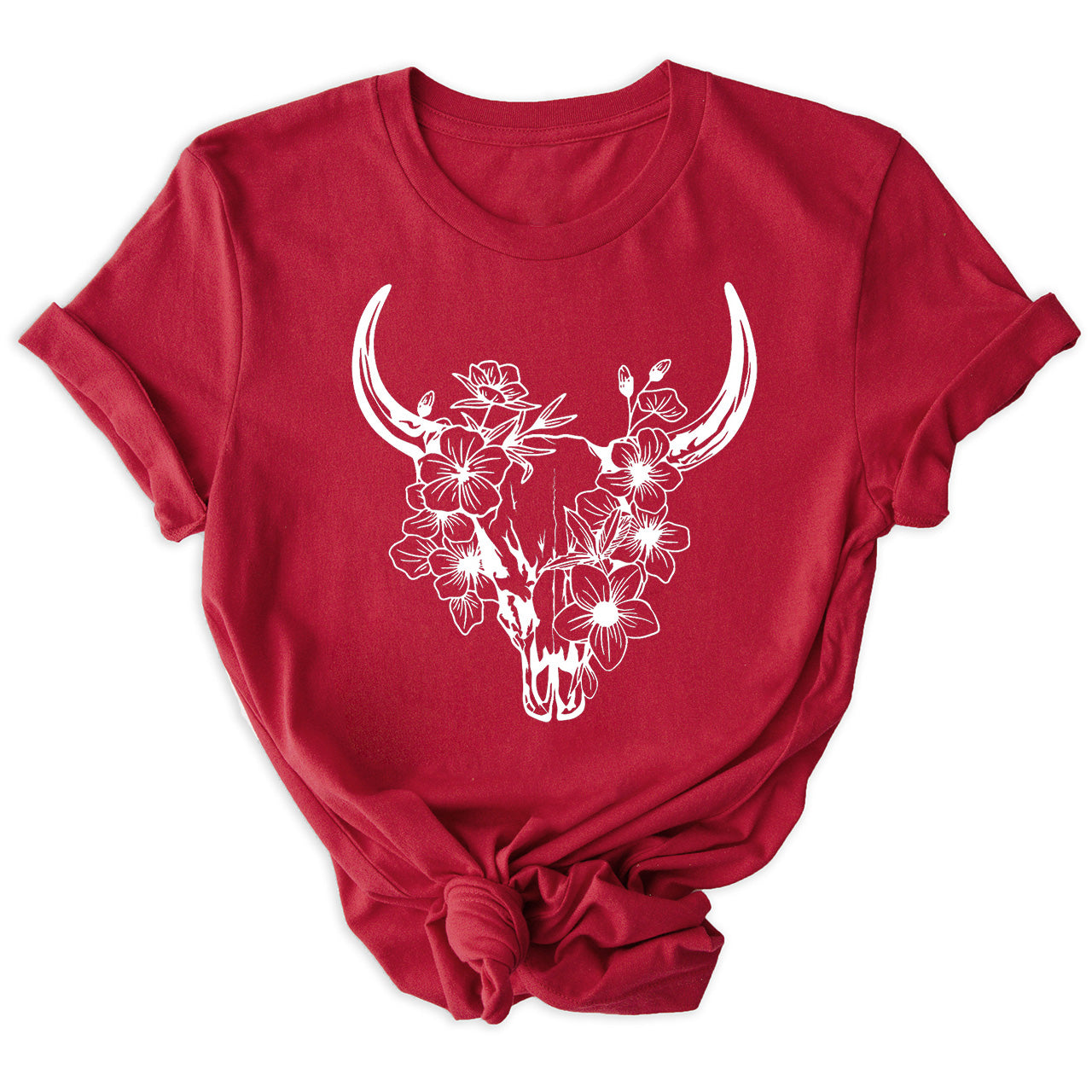 Floral Cow Skull Country T-shirt