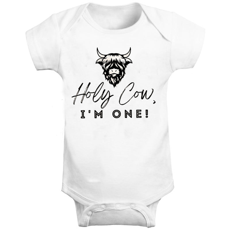 Holy Cow I'm One Birthday Baby Bodysuit