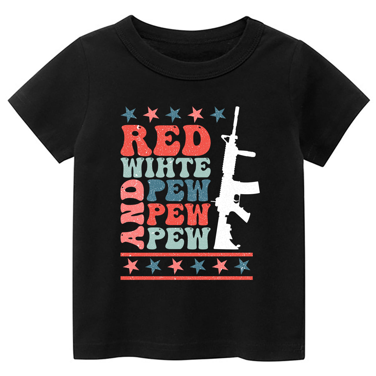 Red White And Pew Pew Pew Cowboy Kids T-shirt