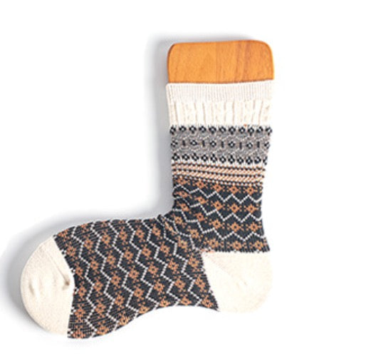 Geometric Vintage Mid-Cut Socks