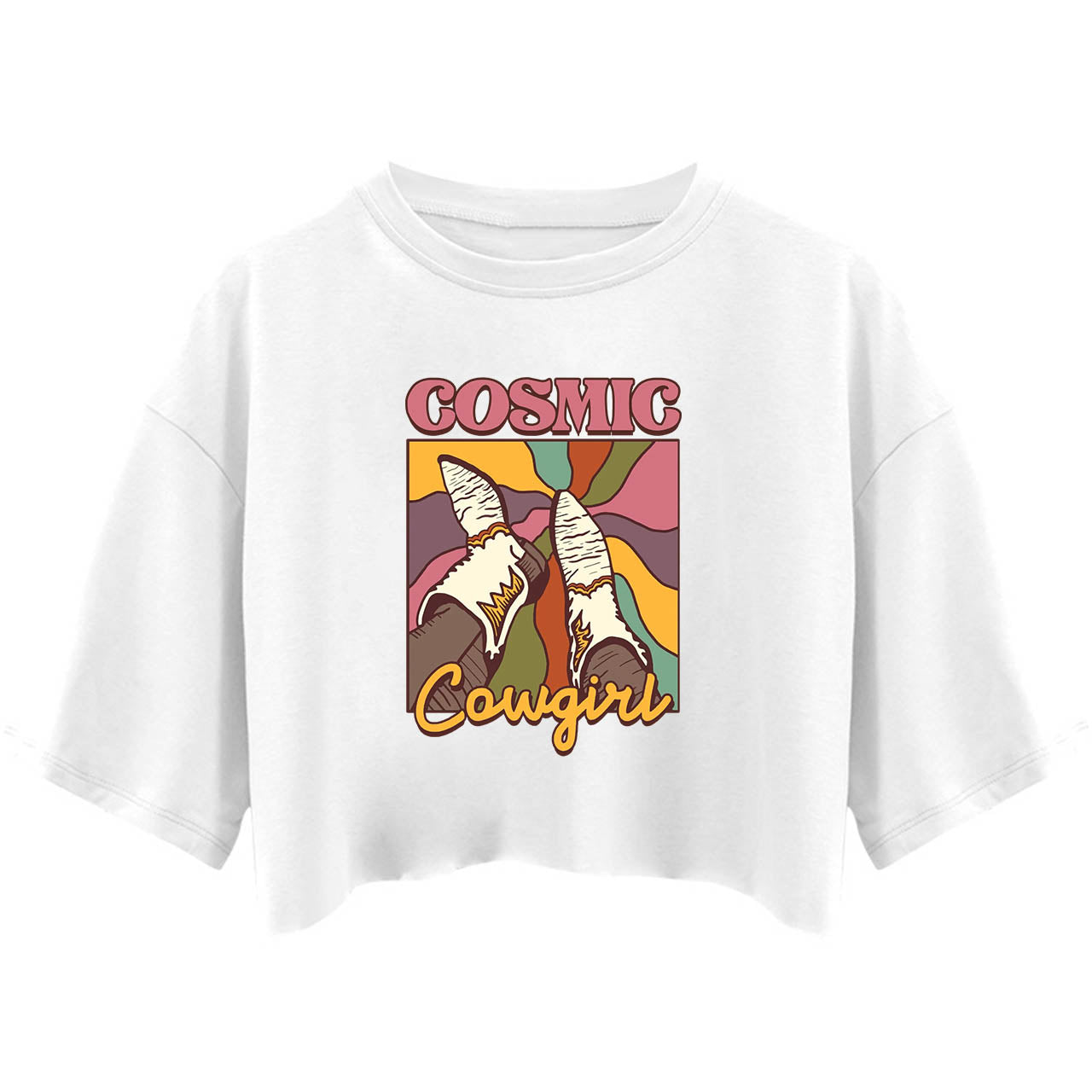 Cosmic Cowgirl Boots Cowboy Crop Top