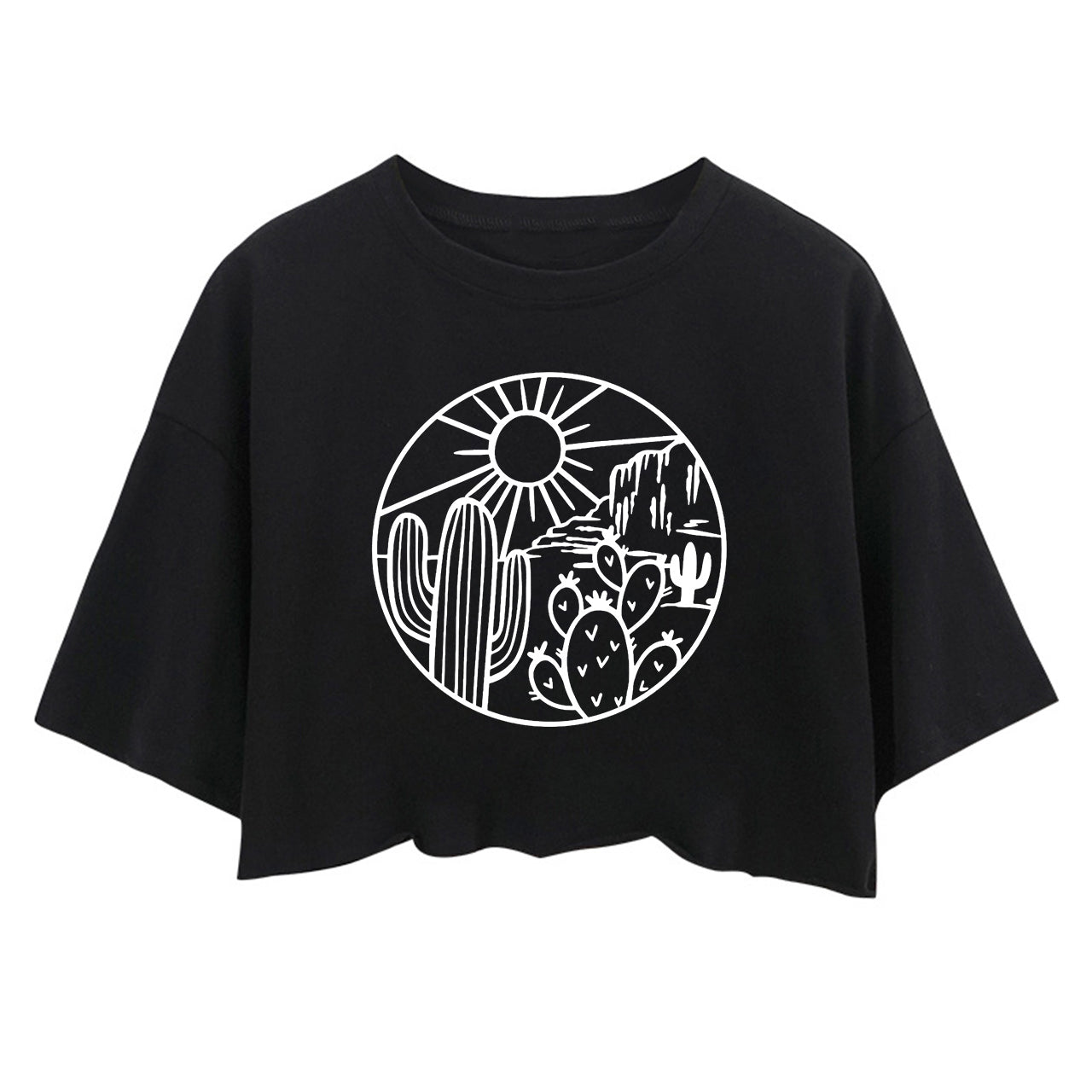 Desert Cactus Adventure Cowboy Crop Top