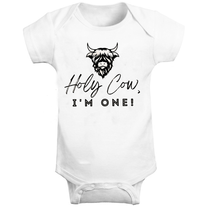 Holy Cow I'm One Birthday Baby Bodysuit