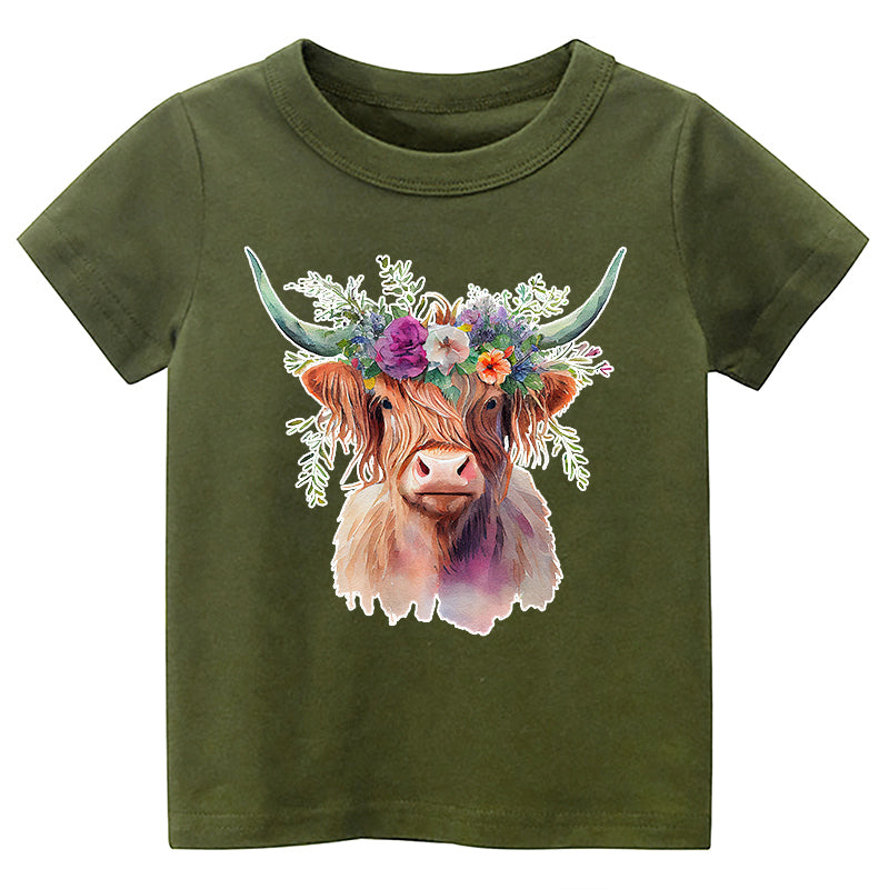 Highland Cow Farm Life Rodeo Kids T-shirt