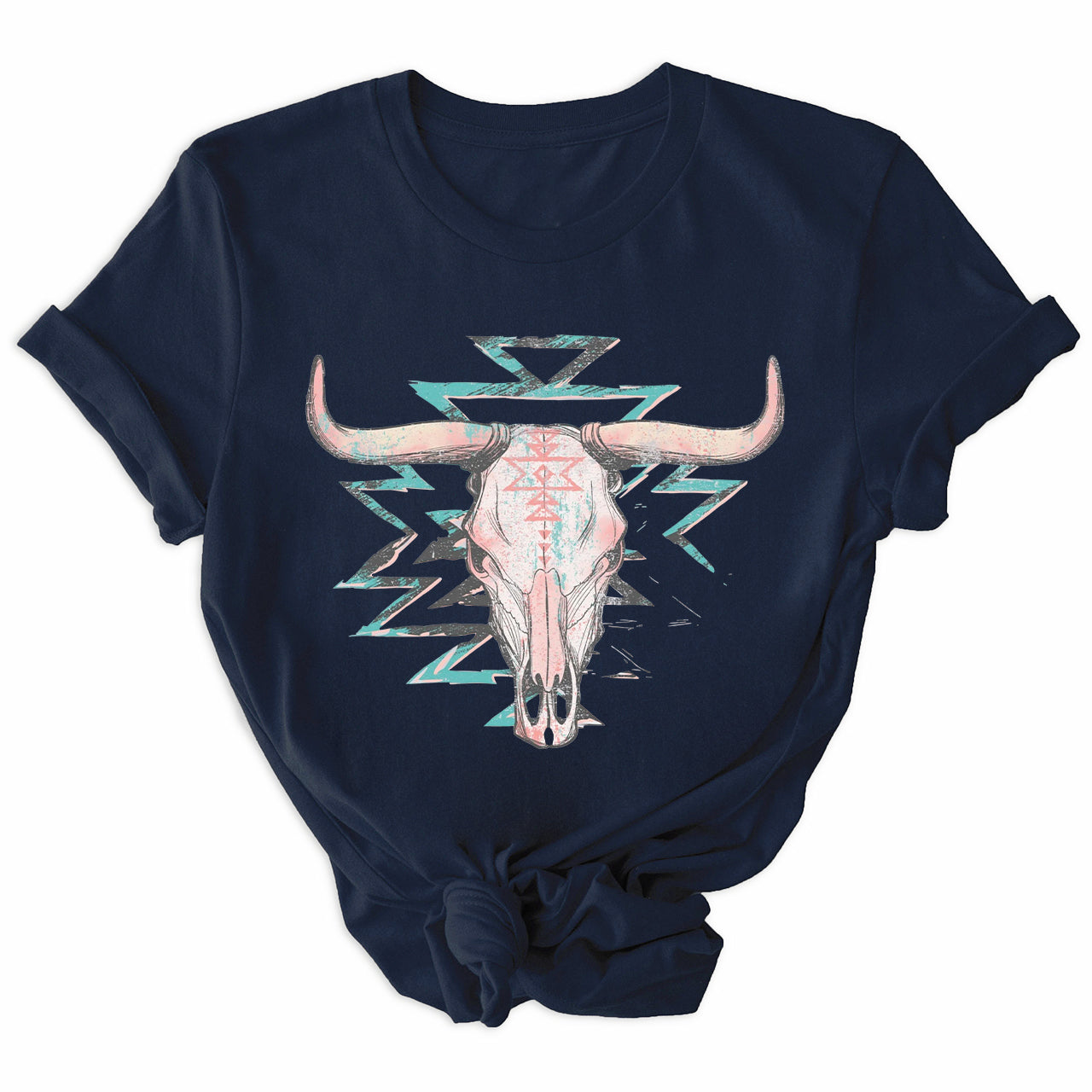 Boho Cow Skull Western Cowgirl Tees