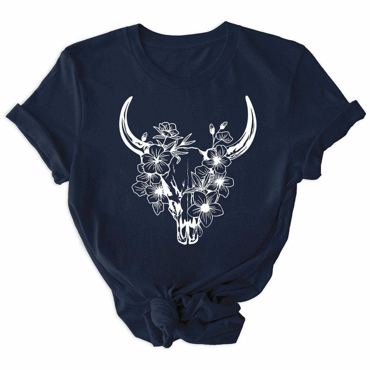 Floral Cow Skull Country T-shirt