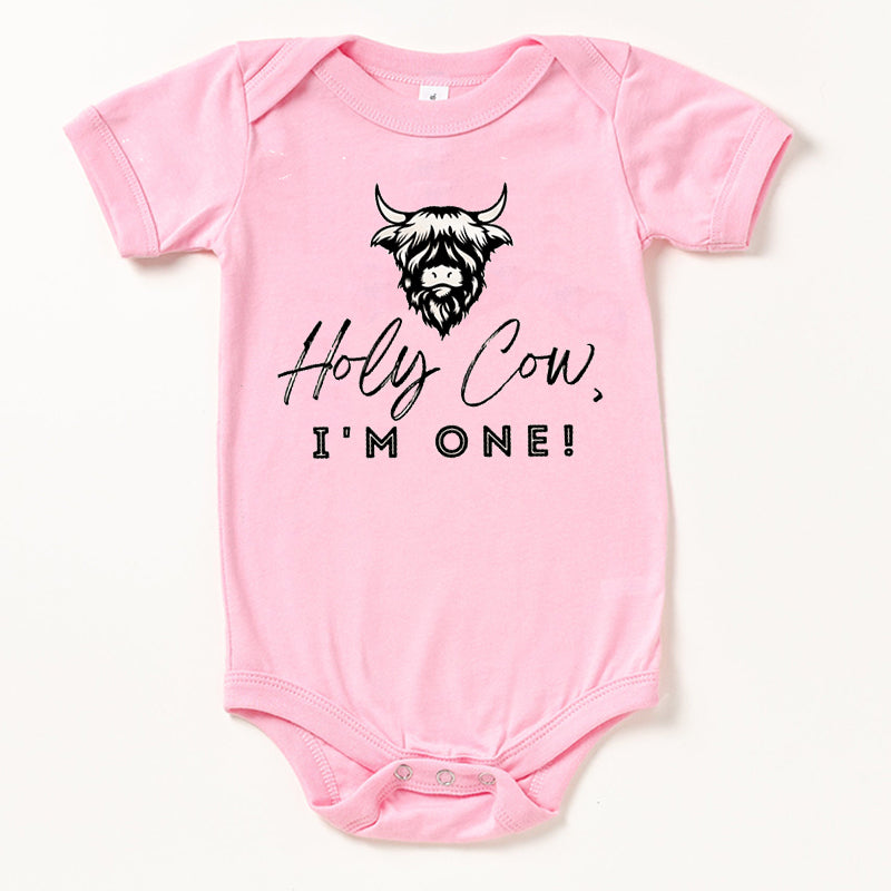 Holy Cow I'm One Birthday Baby Bodysuit