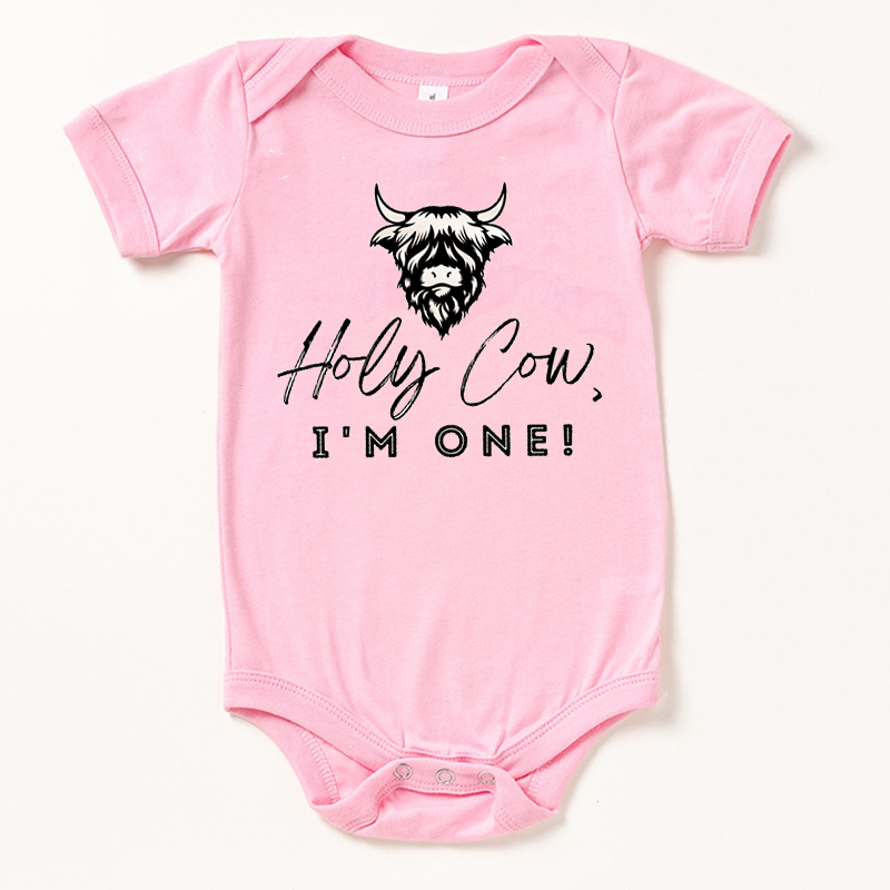 Holy Cow I'm One Birthday Baby Bodysuit