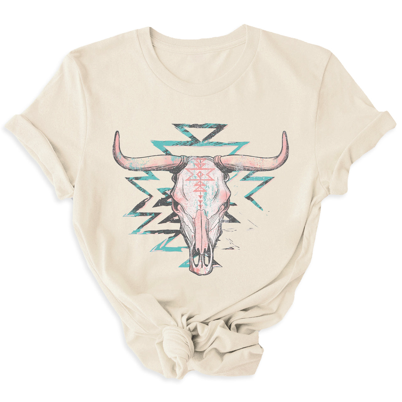 Boho Cow Skull Western Cowgirl Tees