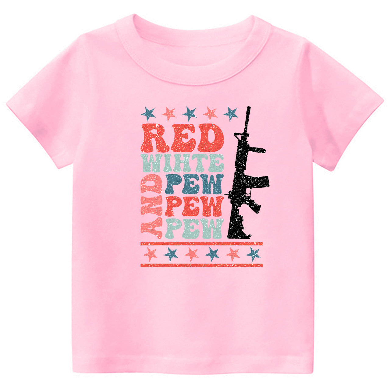 Red White And Pew Pew Pew Cowboy Kids T-shirt