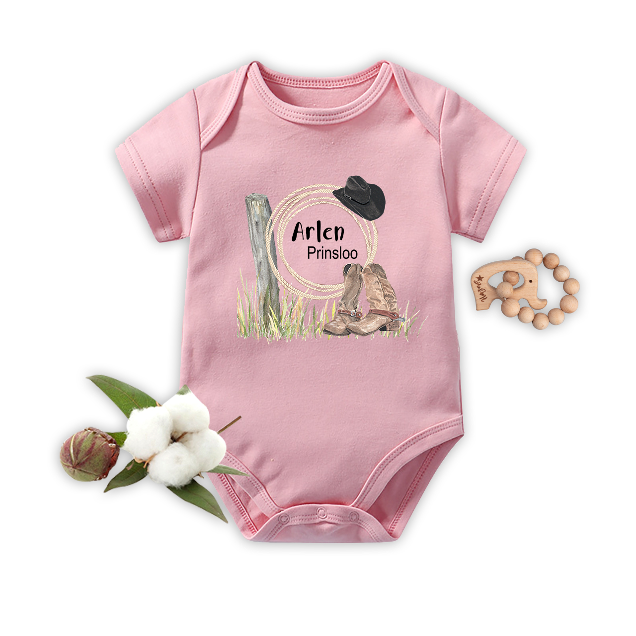 Personalized Cowboy Boys Baby Bodysuit