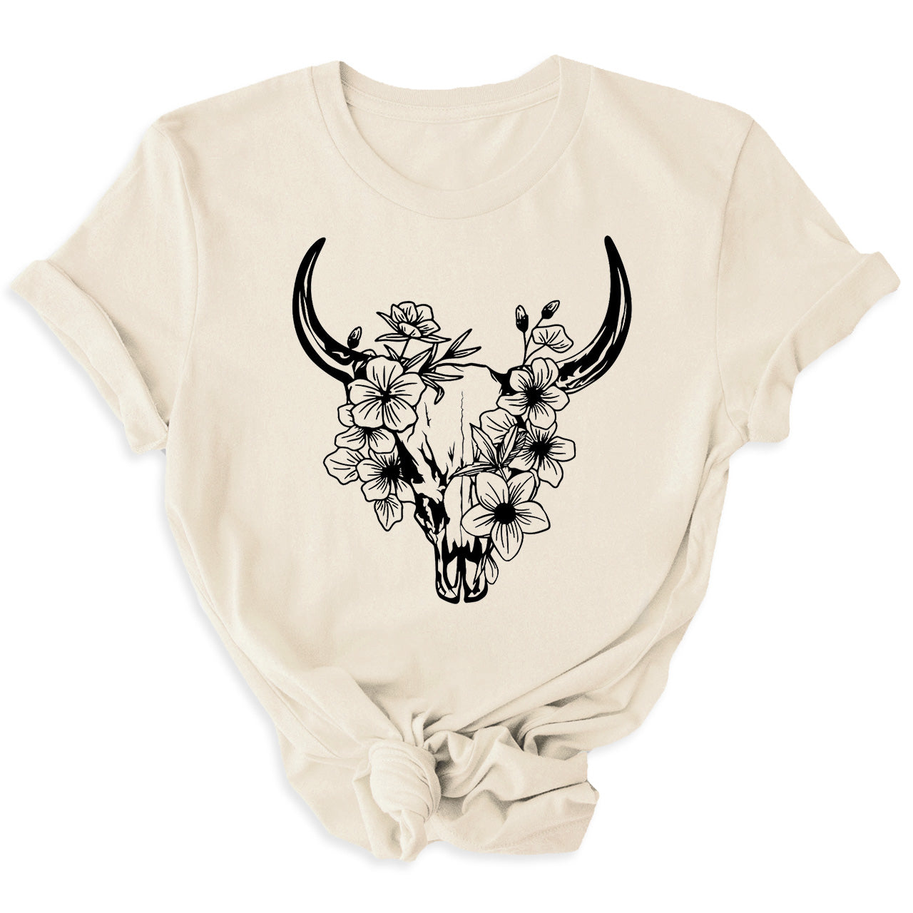 Floral Cow Skull Country T-shirt