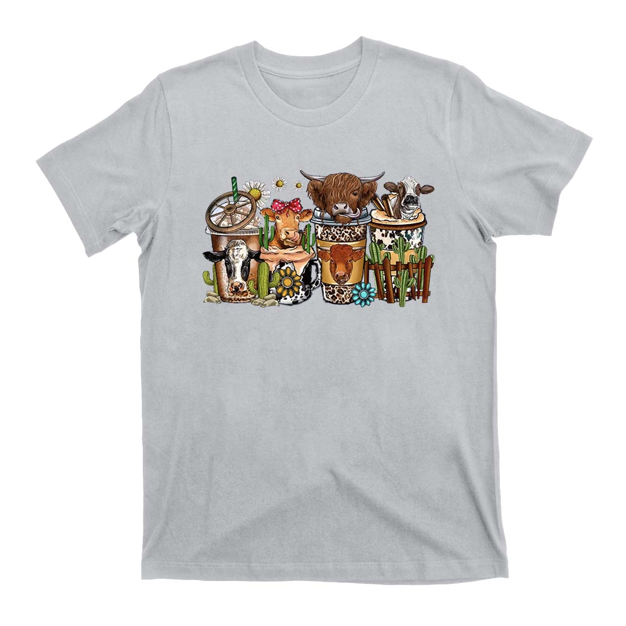 Cow Coffee Drink Western Cowboy T-Shirts