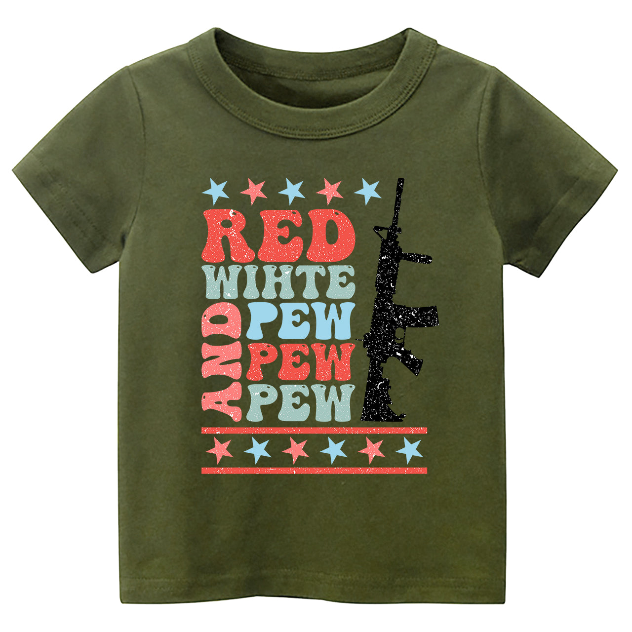 Red White And Pew Pew Pew Cowboy Kids T-shirt