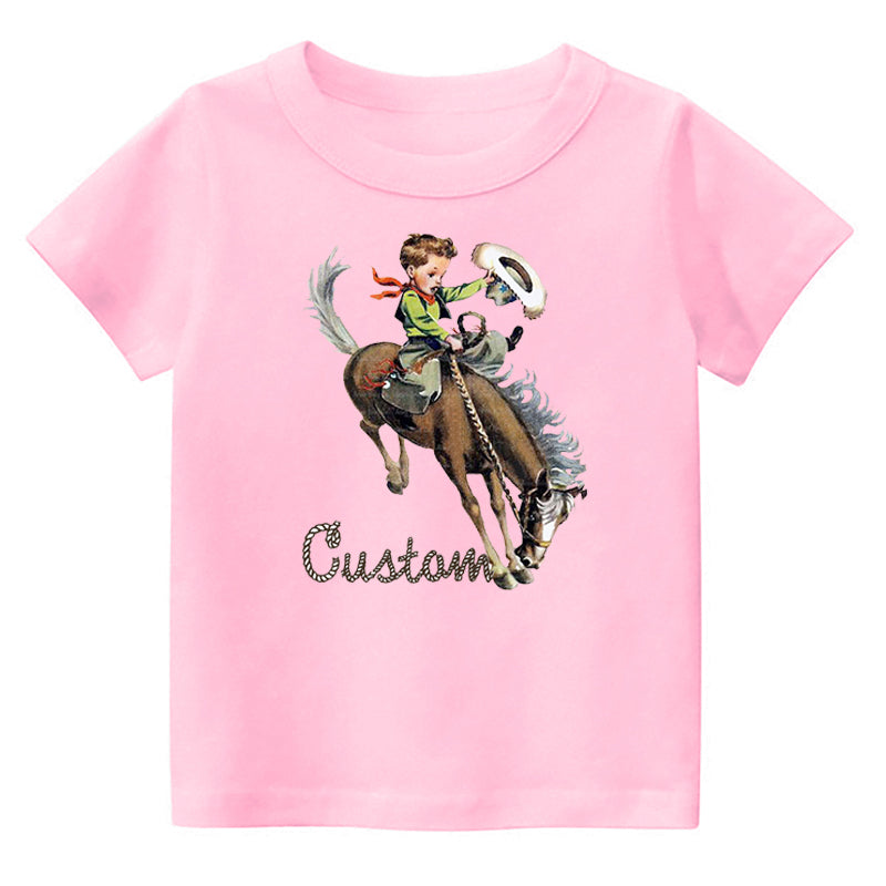 Custom Retro Cowboy Kids T-shirt