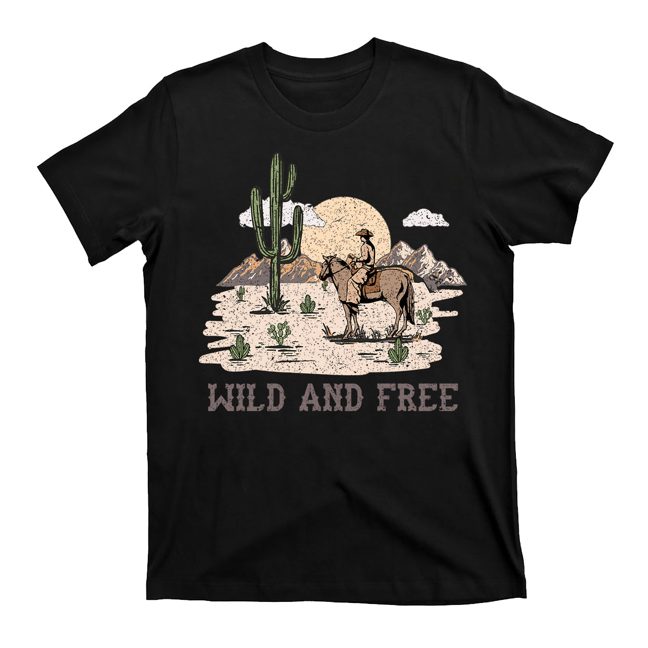 Cowboy On Horseback Free Western T-Shirt