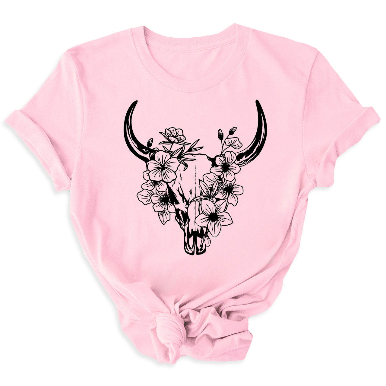 Floral Cow Skull Country T-shirt
