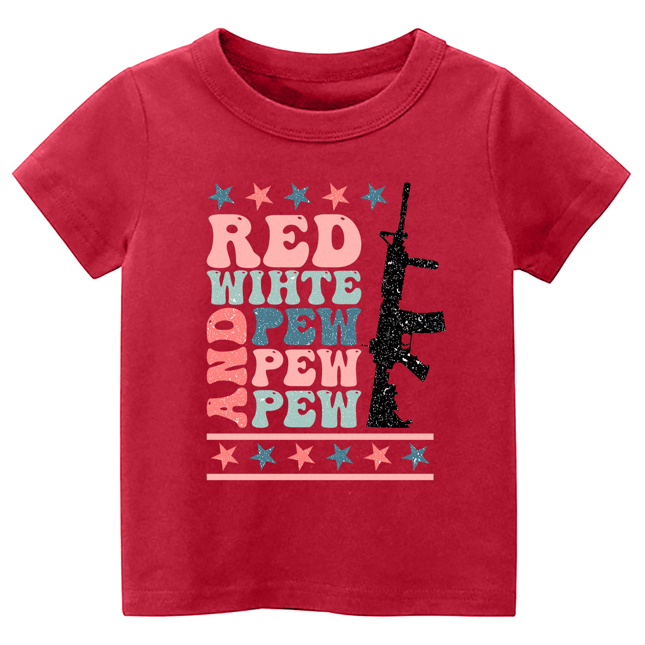 Red White And Pew Pew Pew Cowboy Kids T-shirt