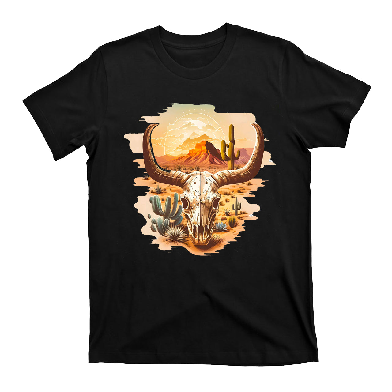 Cow Skull Western Desert Cowboy T-Shirts