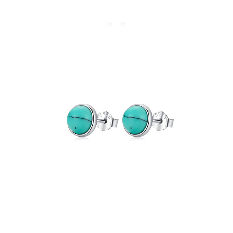 S925 Sterling Silver Turquoise Stud Earrings