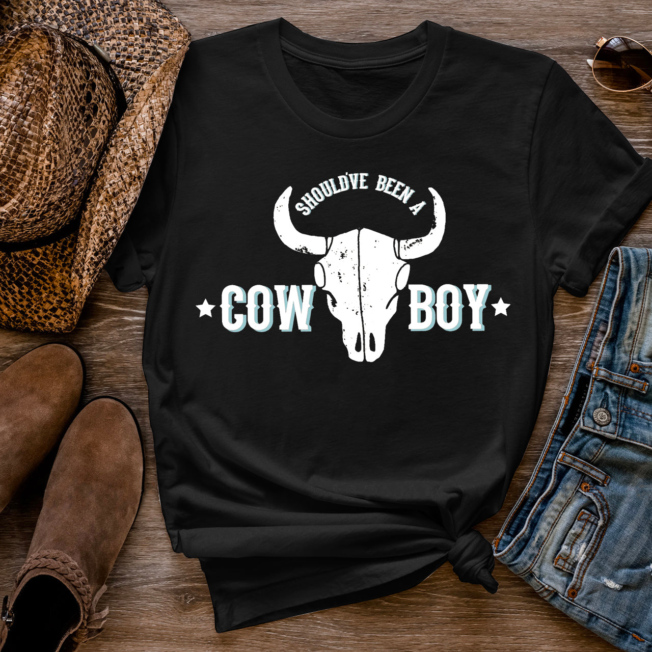 Distressed Design Should've Been A Cowboy Tees