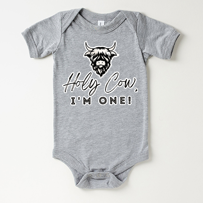 Holy Cow I'm One Birthday Baby Bodysuit