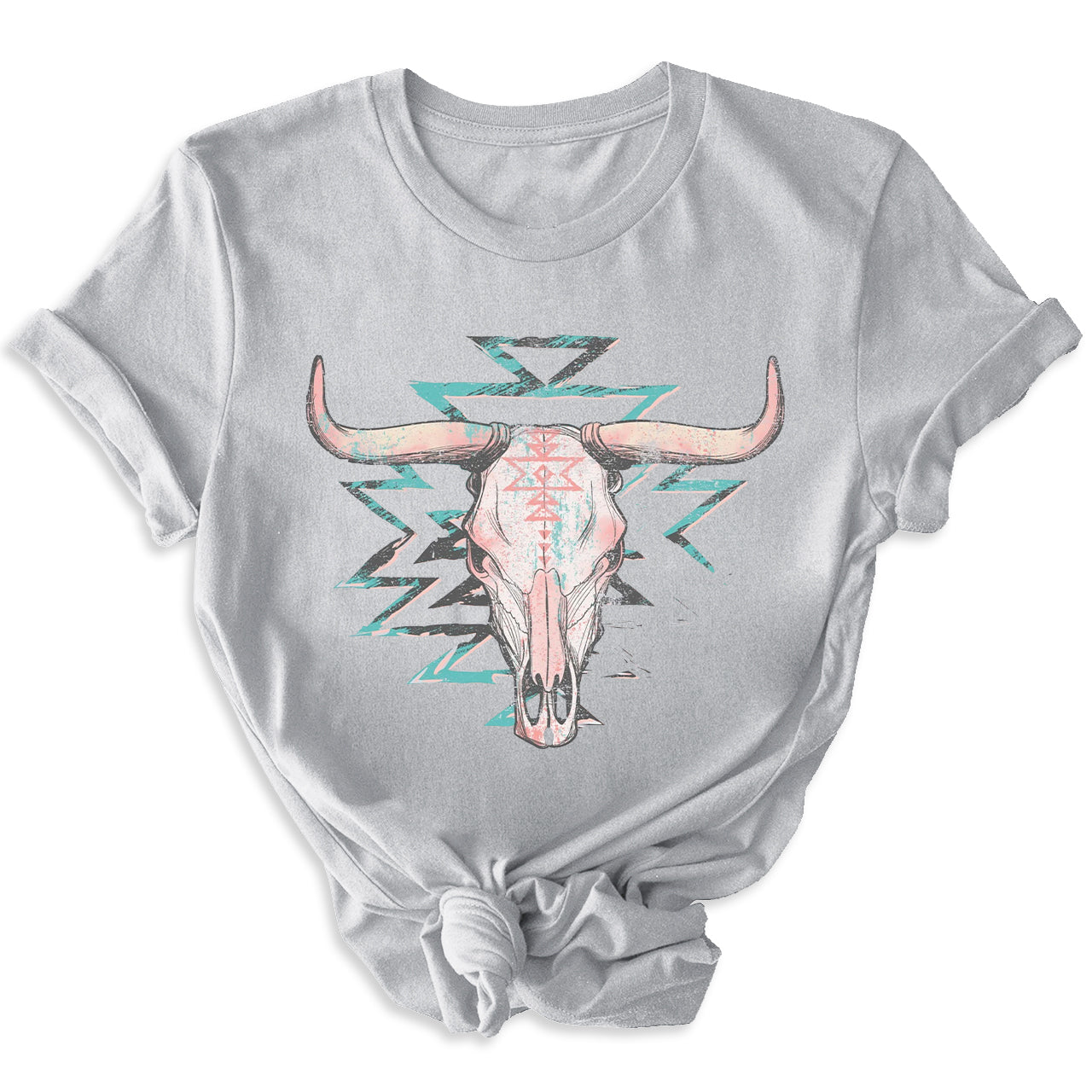 Boho Cow Skull Western Cowgirl Tees