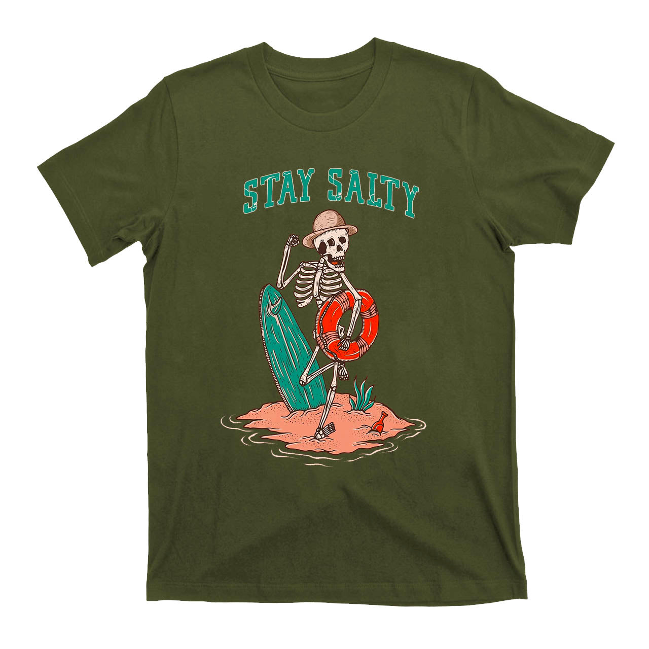 Stay Salty Skull Surfing Cowboy T-Shirts