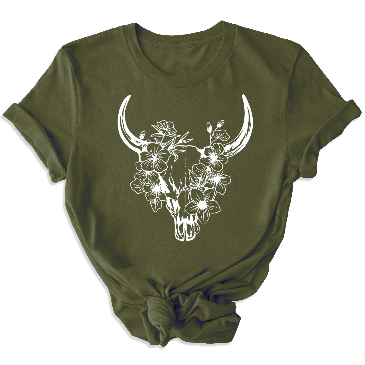 Floral Cow Skull Country T-shirt