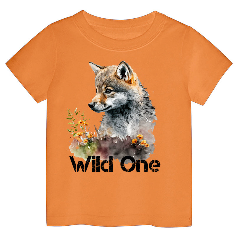 Wild One Floral Wolf Kids T-shirt