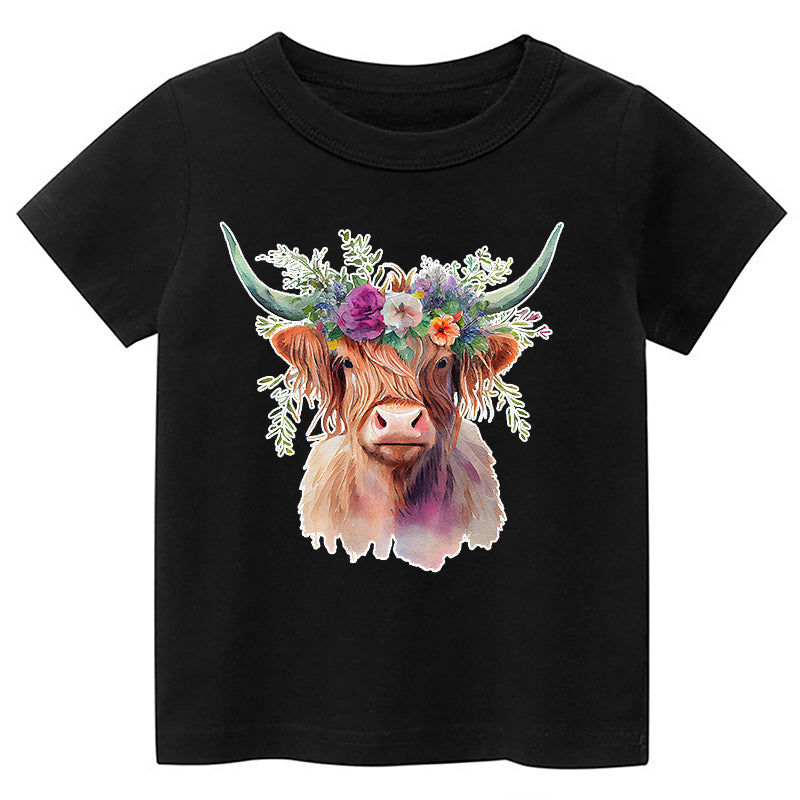 Highland Cow Farm Life Rodeo Kids T-shirt