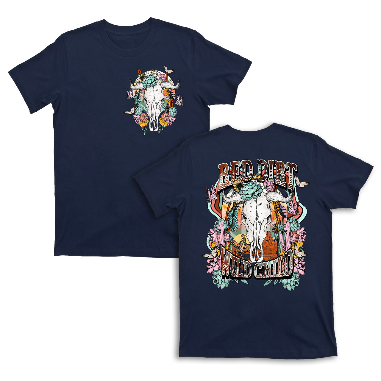 Western Boho Skull Wild Design Tees