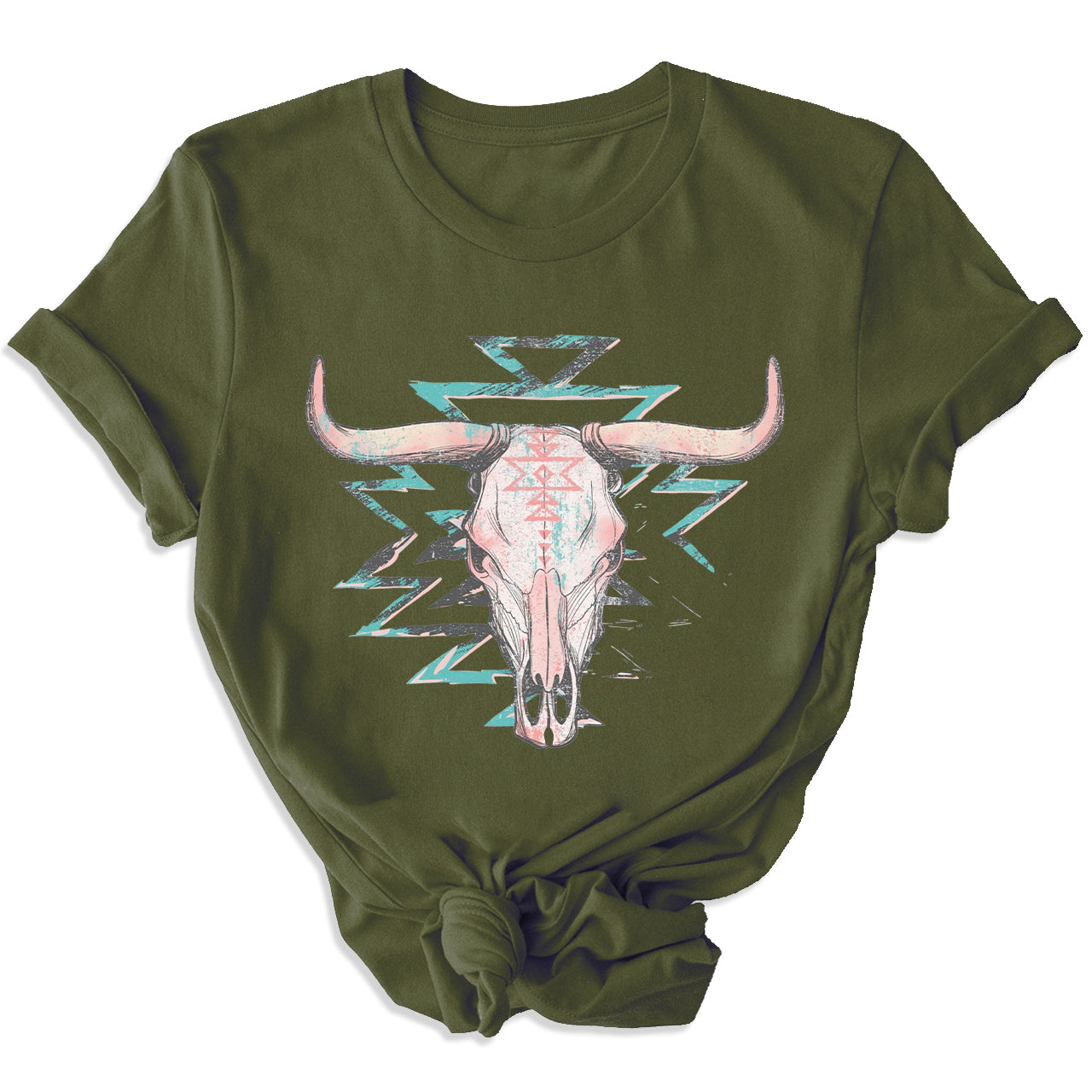 Boho Cow Skull Western Cowgirl Tees