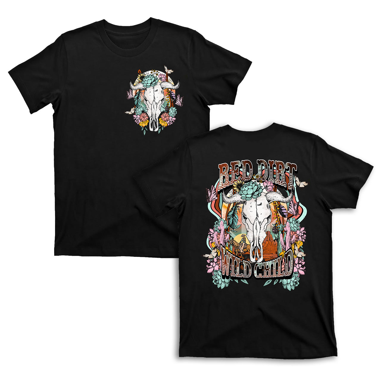 Western Boho Skull Wild Design Tees