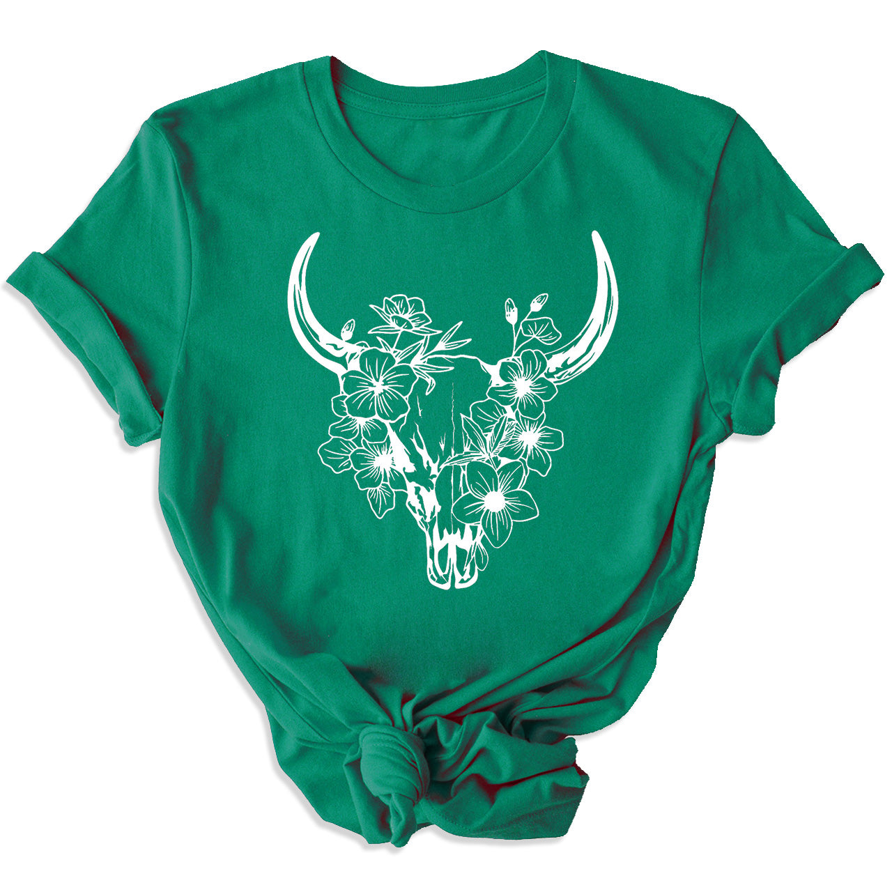 Floral Cow Skull Country T-shirt