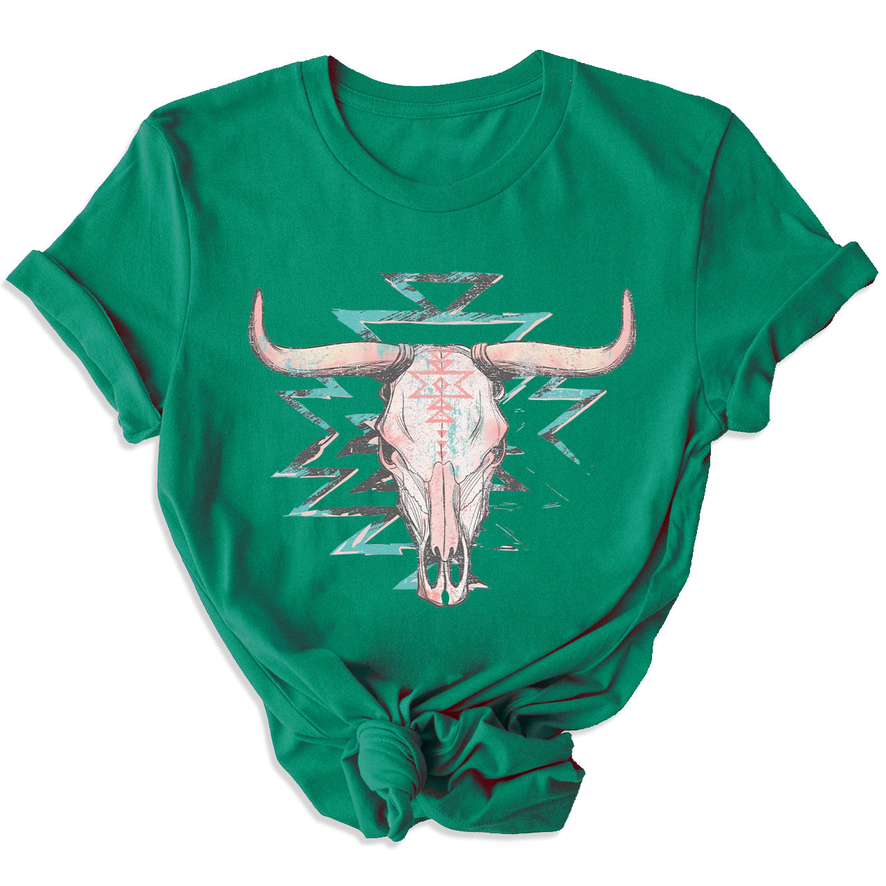Boho Cow Skull Western Cowgirl Tees