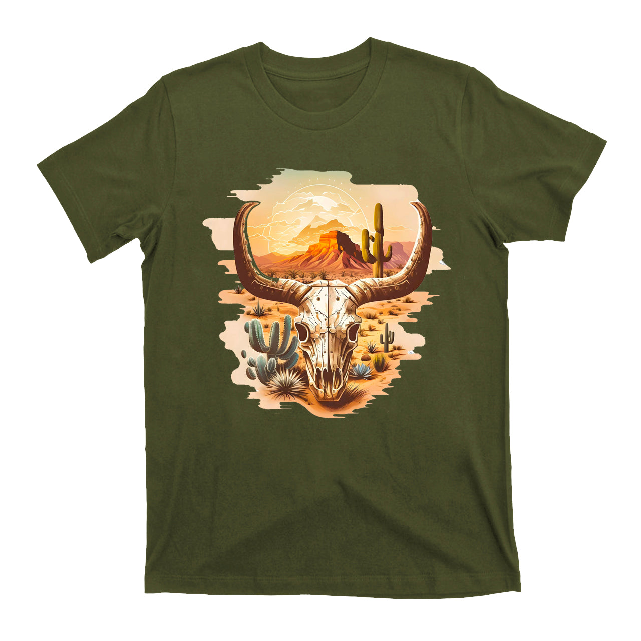 Cow Skull Western Desert Cowboy T-Shirts