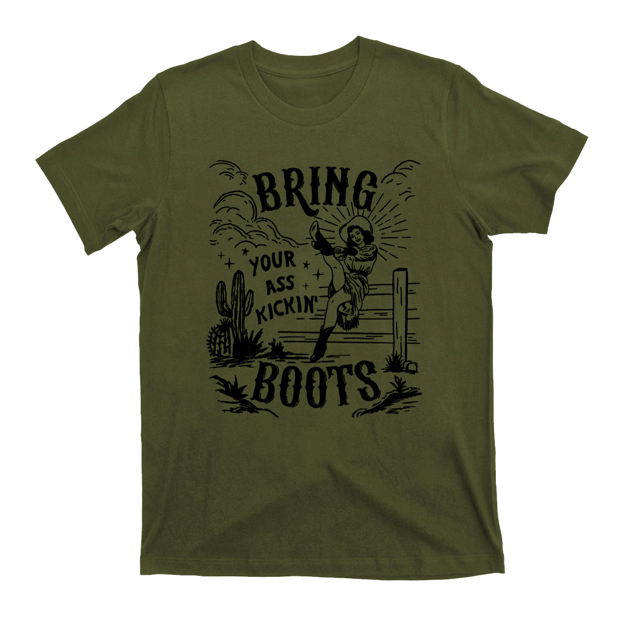 Bring Your Ass Kicking Boots Western Trendy Cowgirl Tees