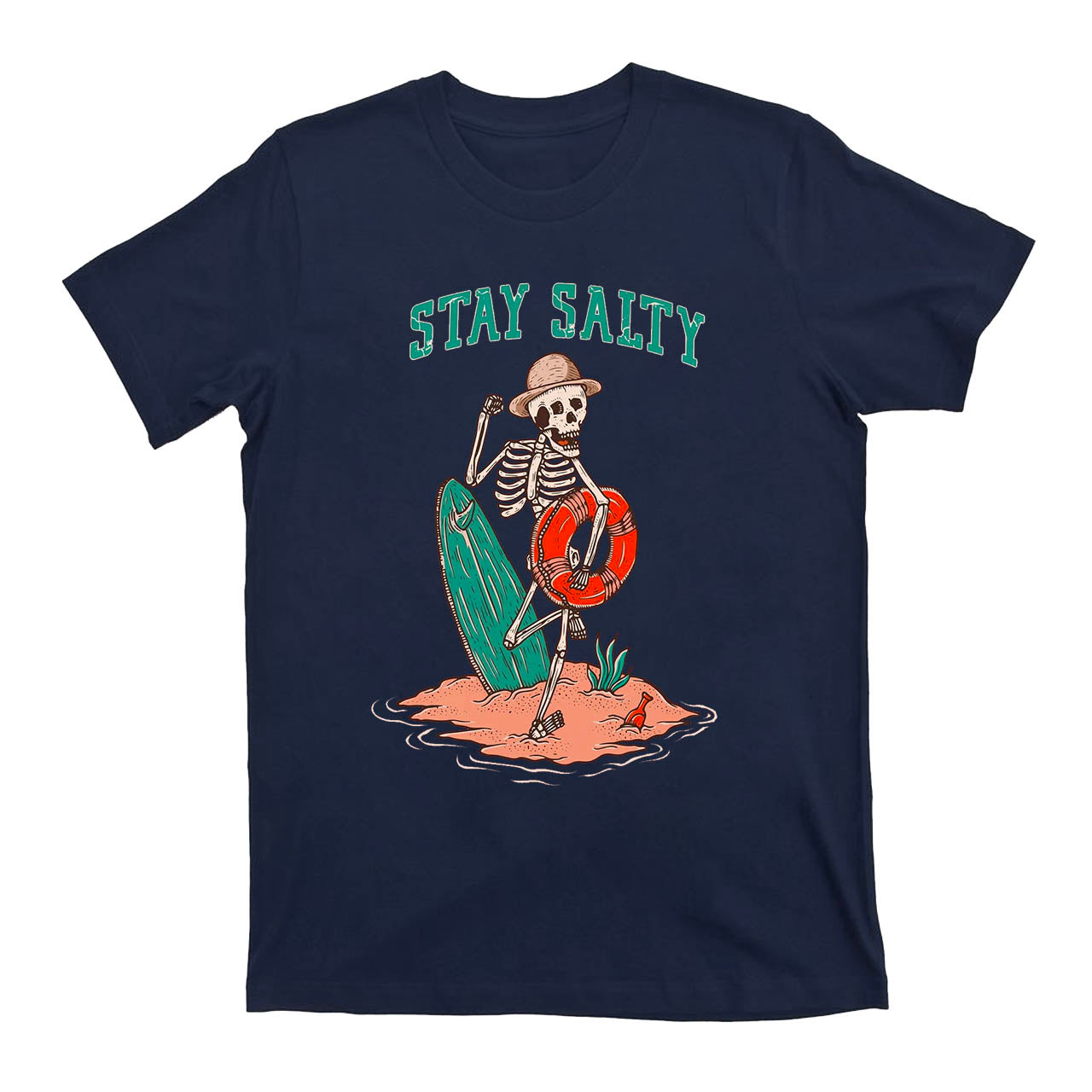 Stay Salty Skull Surfing Cowboy T-Shirts